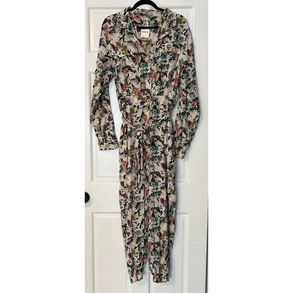 Free People Jumpsuit Womens Large Sierra Floral Print Boho Belted Pockets NWT - Picture 2 of 10